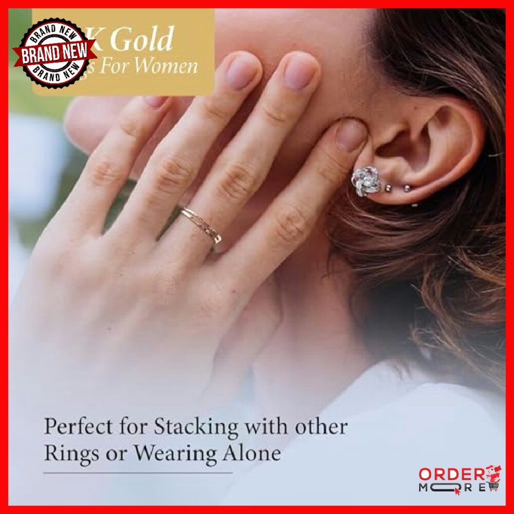 10k Solid Gold Dainty Stackable Wedding Band Ring… - image 5